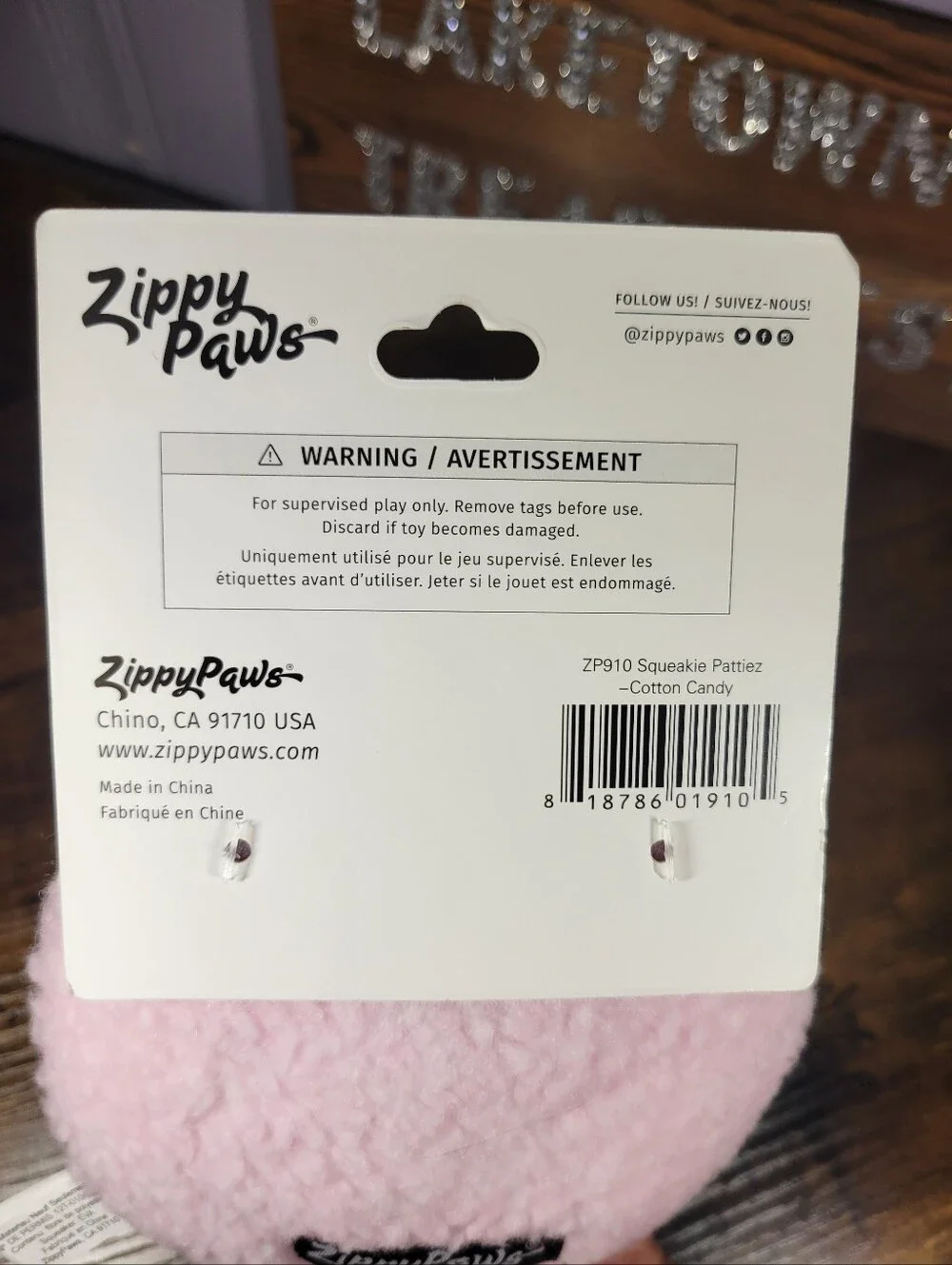 Zippypaws Pink cotton candy Plush Squeak Toy for dogs